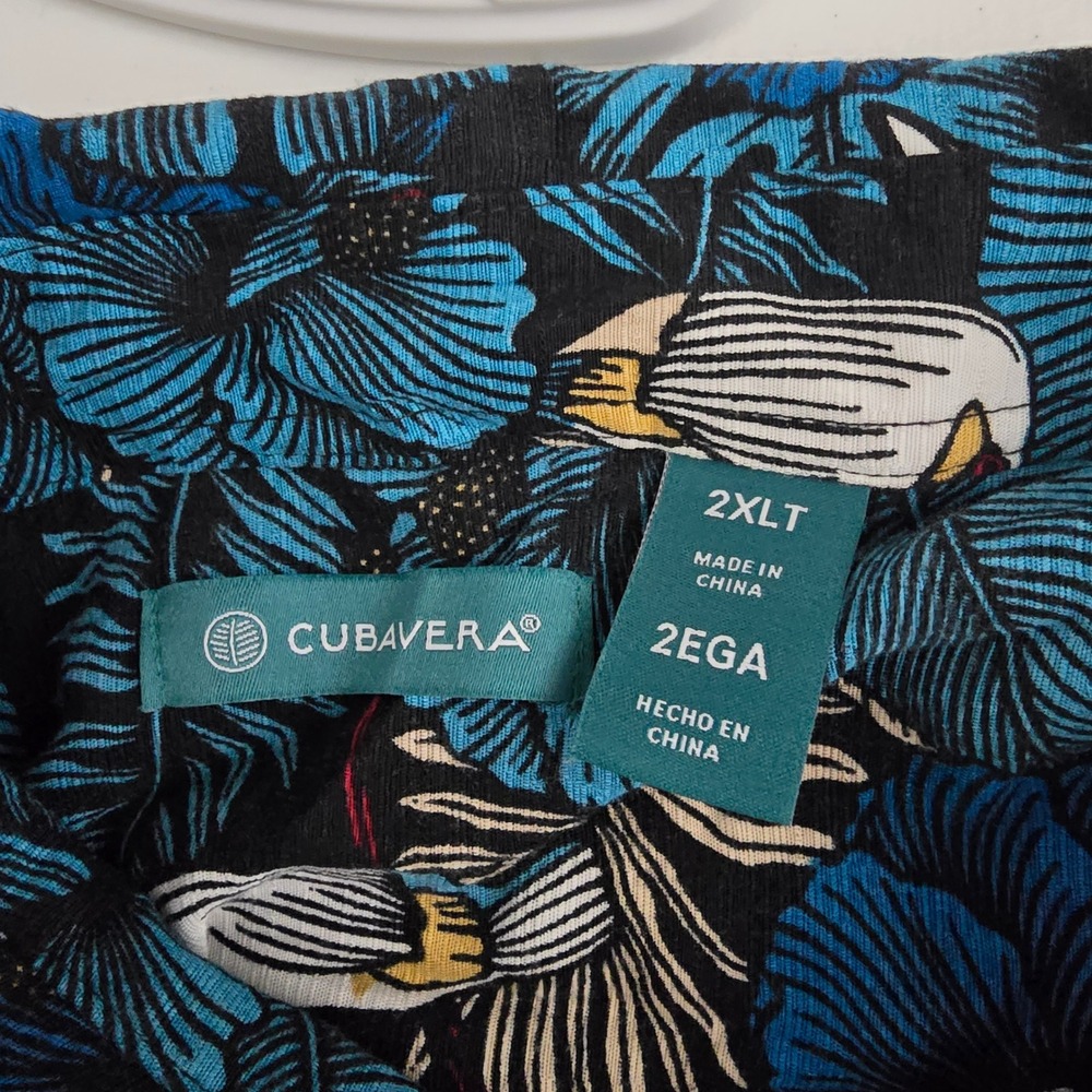Cubavera Mens 2XLT Toucan Hibiscus Tropical Print Viscose Button Down Shirt 2EGA - Picture 6 of 8